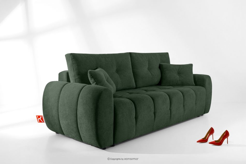 HELLA Gestepptes Dreisitzer-Sofa mit Schlaffunktion aus grünem Gewebestoff grün - Foto 15