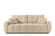 Gestepptes Dreisitzer-Sofa mit Schlaffunktion aus Gewebestoff in Dunkelcreme