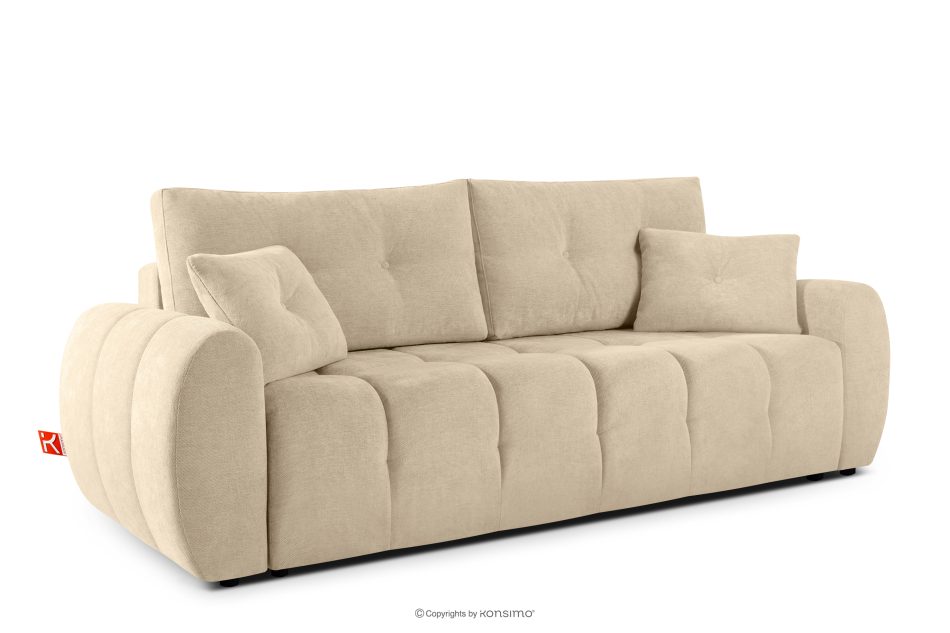 HELLA Gestepptes Dreisitzer-Sofa mit Schlaffunktion aus Gewebestoff in Dunkelcreme dunkelcremefarben - Foto 2