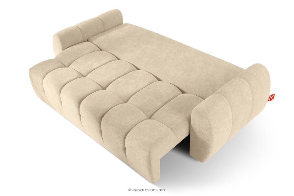 HELLA Gestepptes Dreisitzer-Sofa mit Schlaffunktion aus Gewebestoff in Dunkelcreme dunkelcremefarben - Foto 4