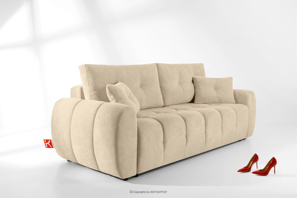HELLA Gestepptes Dreisitzer-Sofa mit Schlaffunktion aus Gewebestoff in Dunkelcreme dunkelcremefarben - Foto 15