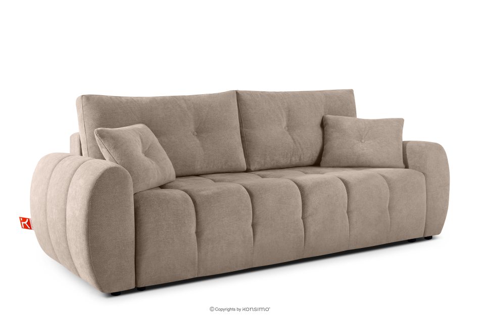 HELLA Gestepptes Dreisitzer-Sofa mit Schlaffunktion aus Gewebestoff in Hellbraun hellbraun - Foto 2