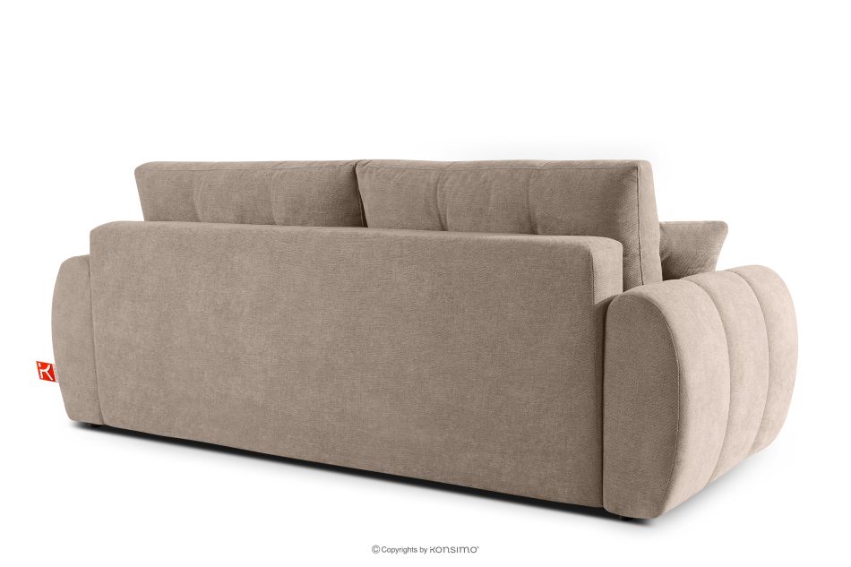 HELLA Gestepptes Dreisitzer-Sofa mit Schlaffunktion aus Gewebestoff in Hellbraun hellbraun - Foto 3