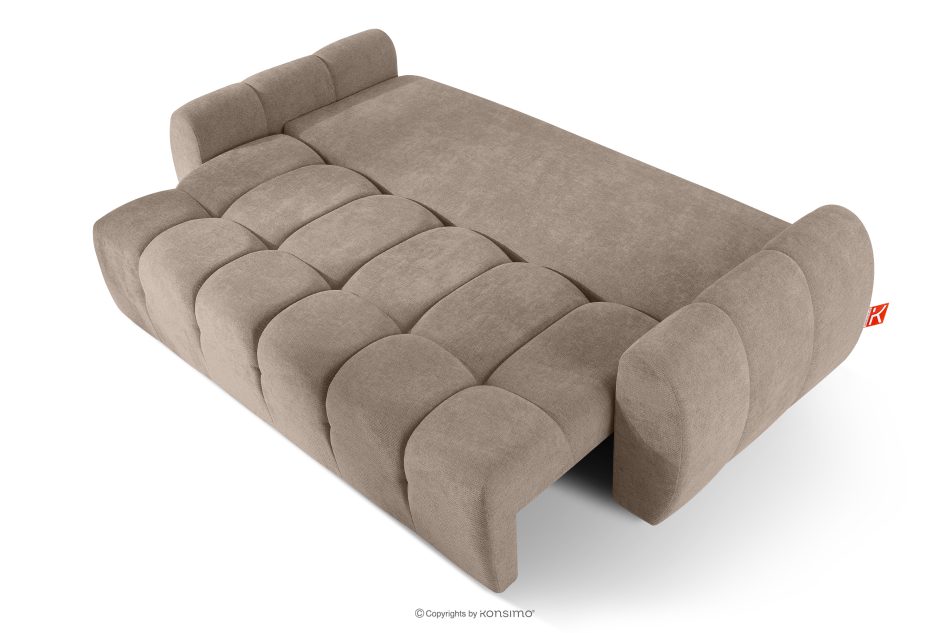 HELLA Gestepptes Dreisitzer-Sofa mit Schlaffunktion aus Gewebestoff in Hellbraun hellbraun - Foto 4