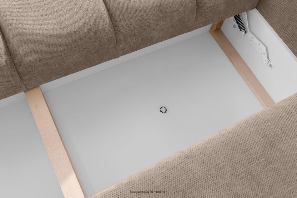 HELLA Gestepptes Dreisitzer-Sofa mit Schlaffunktion aus Gewebestoff in Hellbraun hellbraun - Foto 11