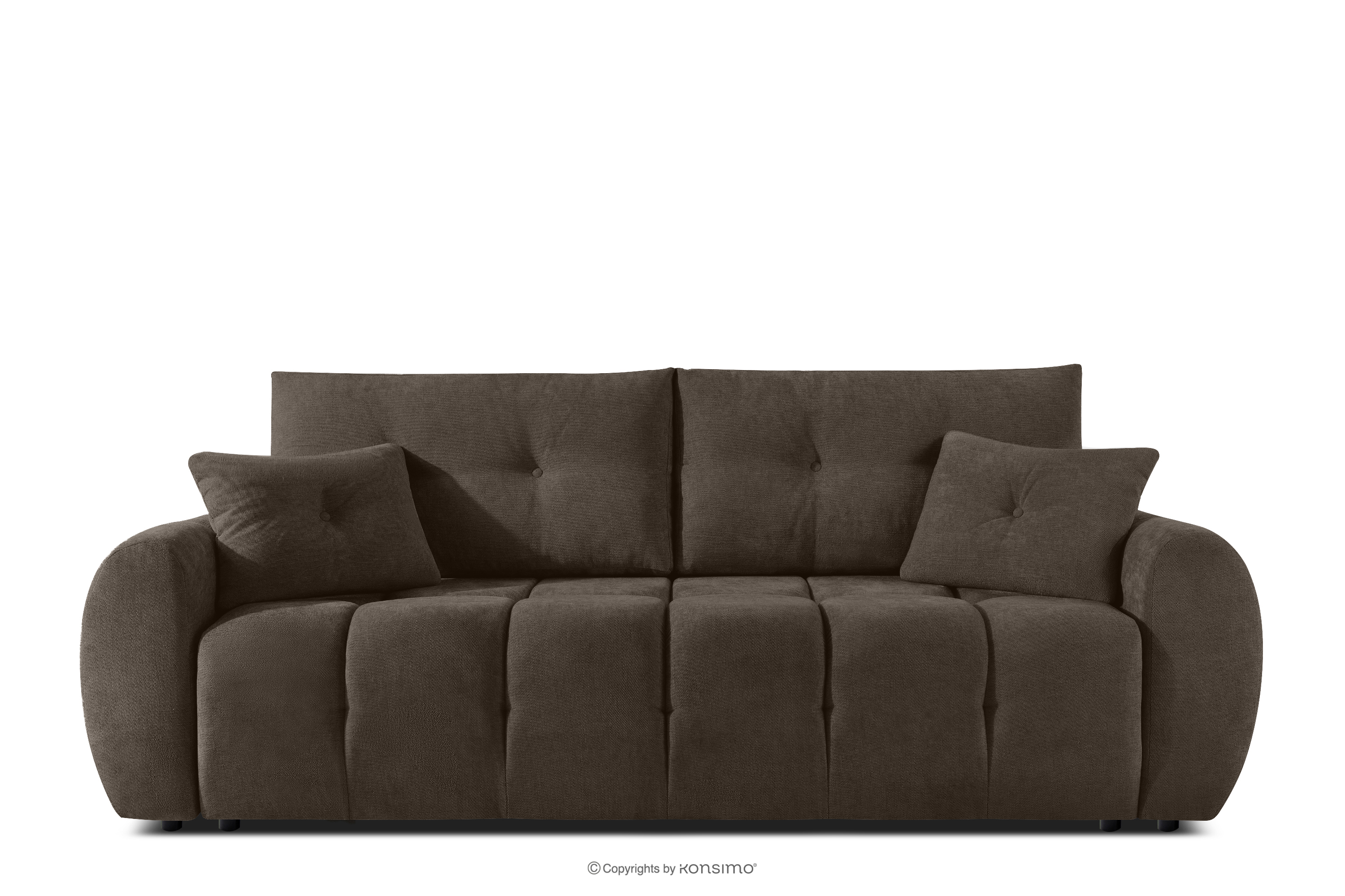 Gestepptes Dreisitzer-Sofa mit Schlaffunktion aus Gewebestoff in Kaltbraun