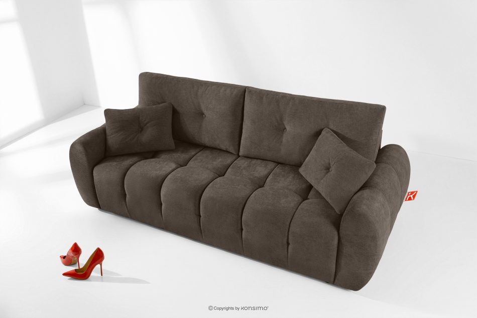 HELLA Gestepptes Dreisitzer-Sofa mit Schlaffunktion aus Gewebestoff in Kaltbraun kühles Braun - Foto 1