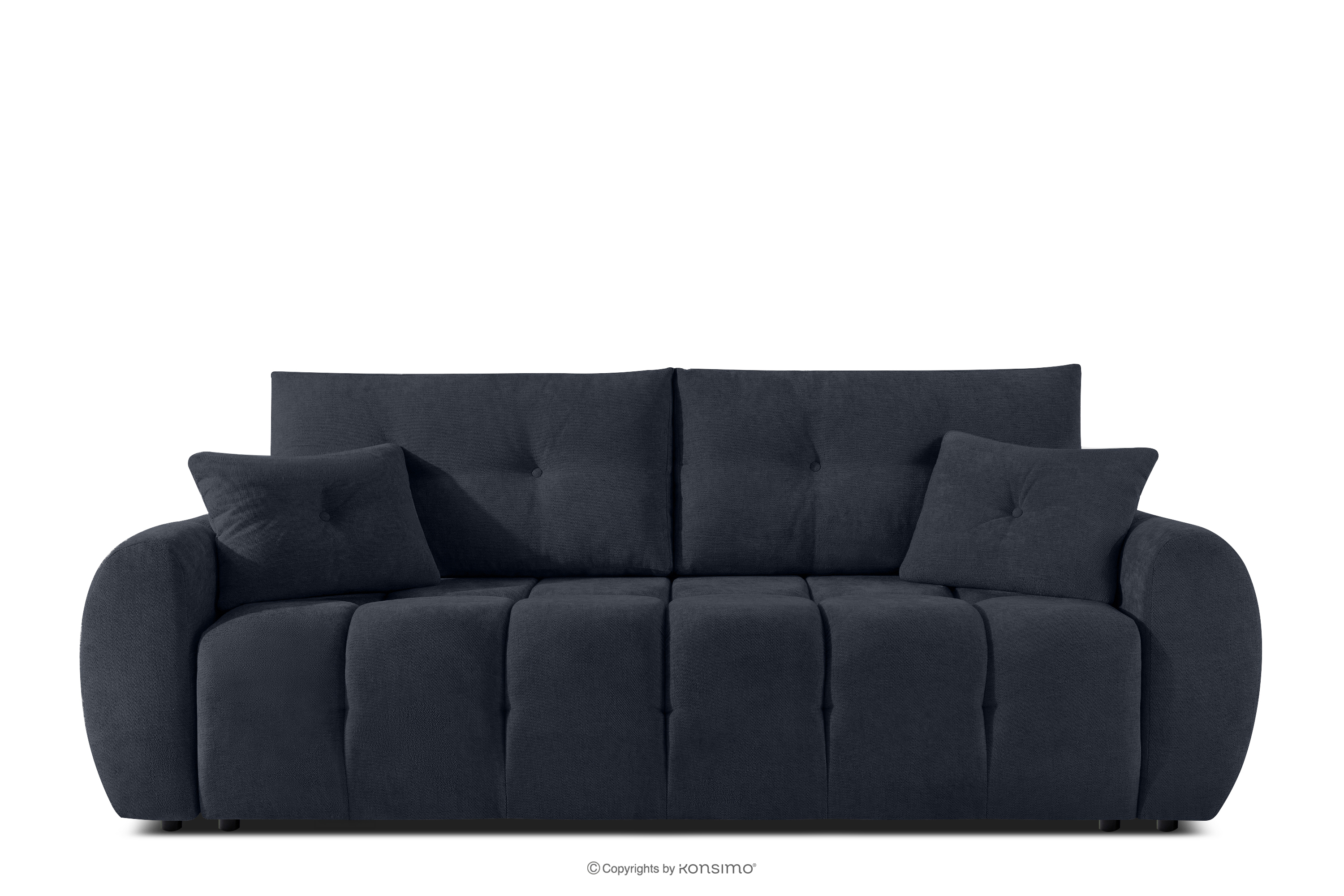 Gestepptes Dreisitzer-Sofa mit Schlaffunktion aus Gewebestoff in Dunkelblau