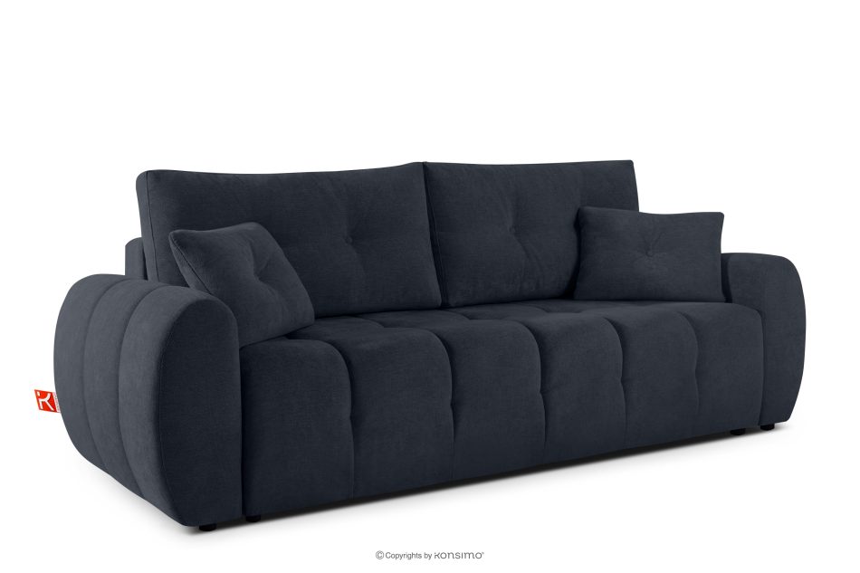 HELLA Gestepptes Dreisitzer-Sofa mit Schlaffunktion aus Gewebestoff in Dunkelblau dunkles Marineblau - Foto 2