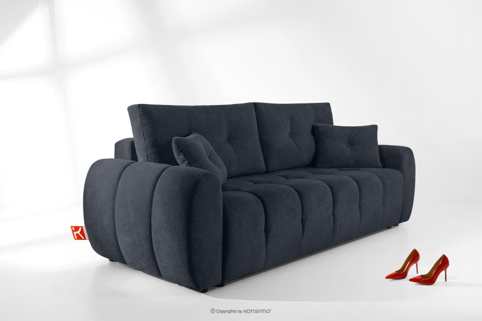 HELLA Gestepptes Dreisitzer-Sofa mit Schlaffunktion aus Gewebestoff in Dunkelblau dunkles Marineblau - Foto 15