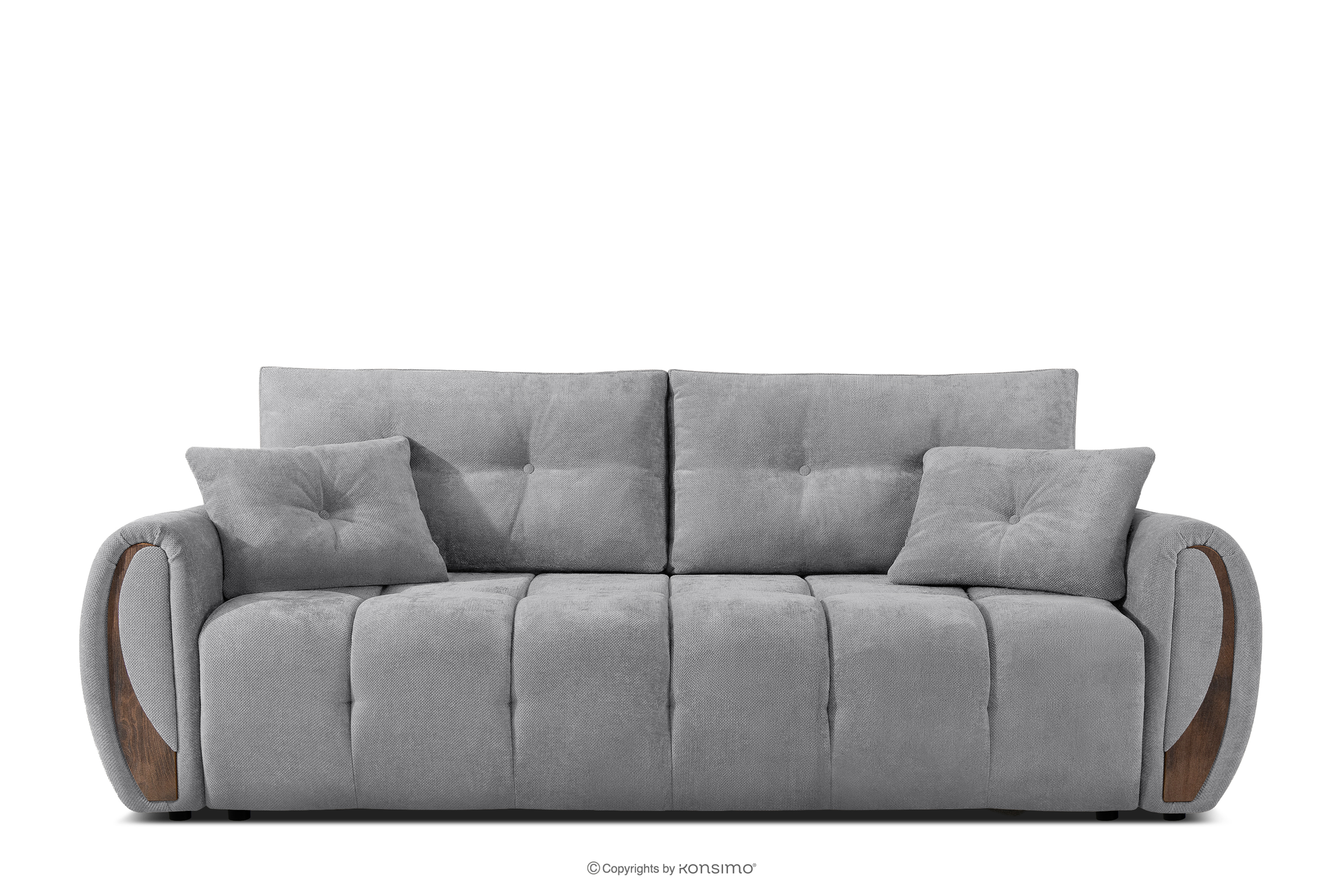 Dreisitzer-Sofa mit Steppung aus grauem Gewebestoff