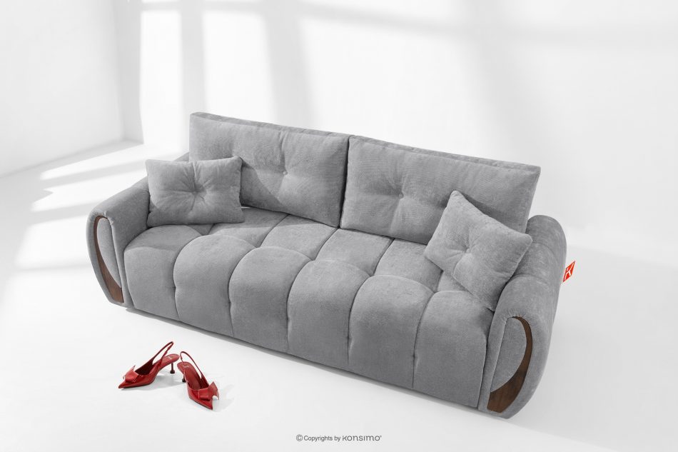 NILO Dreisitzer-Sofa mit Steppung aus grauem Gewebestoff grau - Foto 1