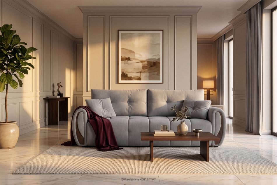 NILO Dreisitzer-Sofa mit Steppung aus grauem Gewebestoff grau - Foto 17
