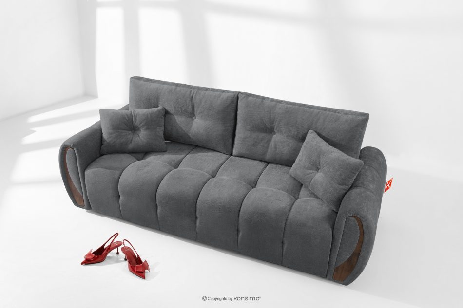 NILO Dreisitzer-Sofa mit Steppung aus dunkelgrauem Gewebestoff dunkelgrau - Foto 1