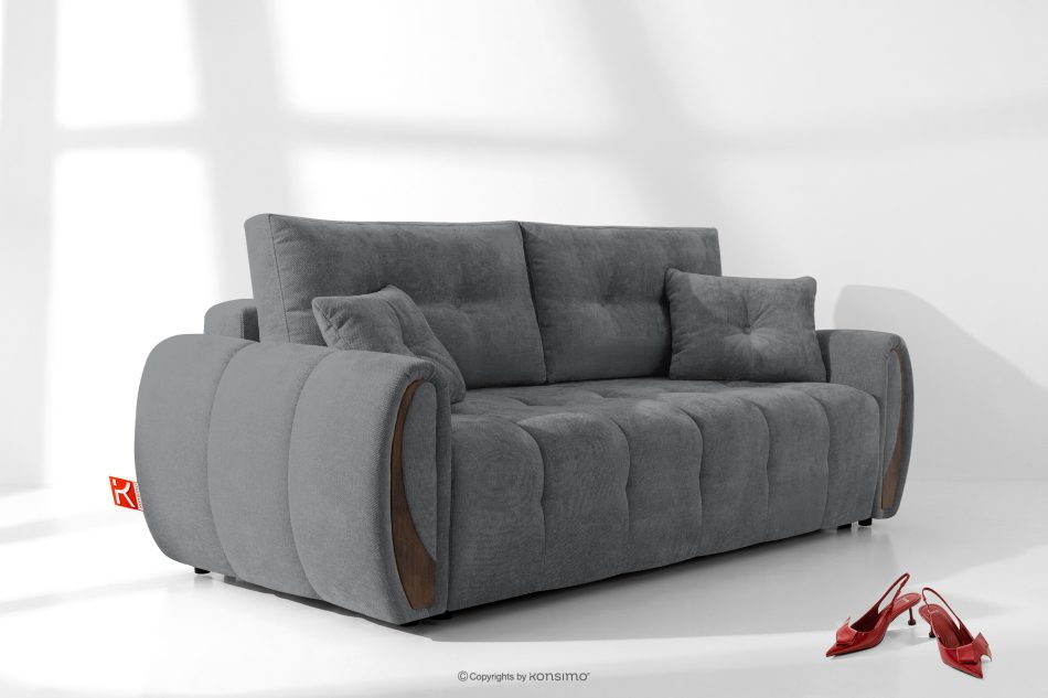 NILO Dreisitzer-Sofa mit Steppung aus dunkelgrauem Gewebestoff dunkelgrau - Foto 16