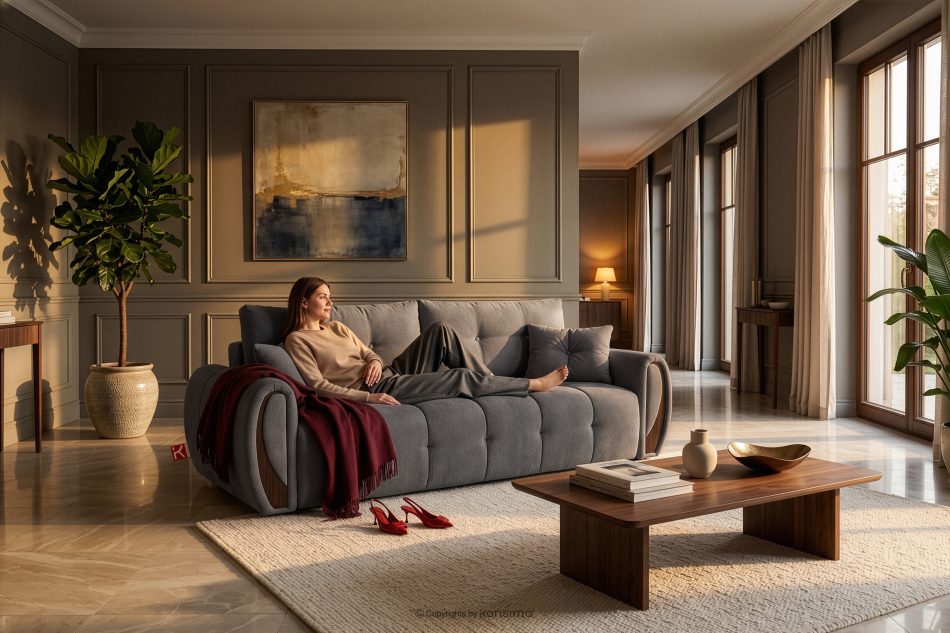 NILO Dreisitzer-Sofa mit Steppung aus dunkelgrauem Gewebestoff dunkelgrau - Foto 18