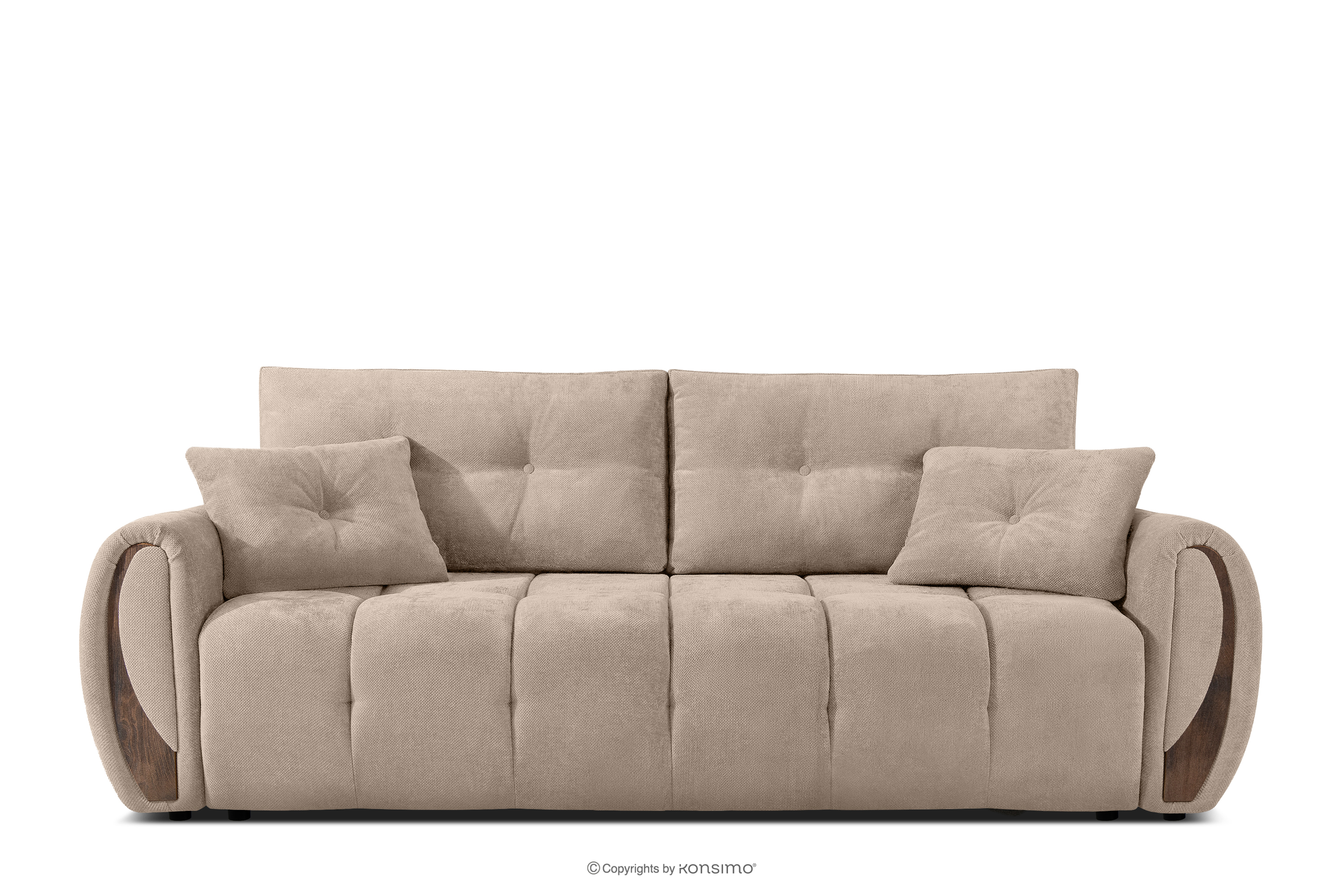 Dreisitzer-Sofa mit Steppung aus Gewebestoff in Hellbeige