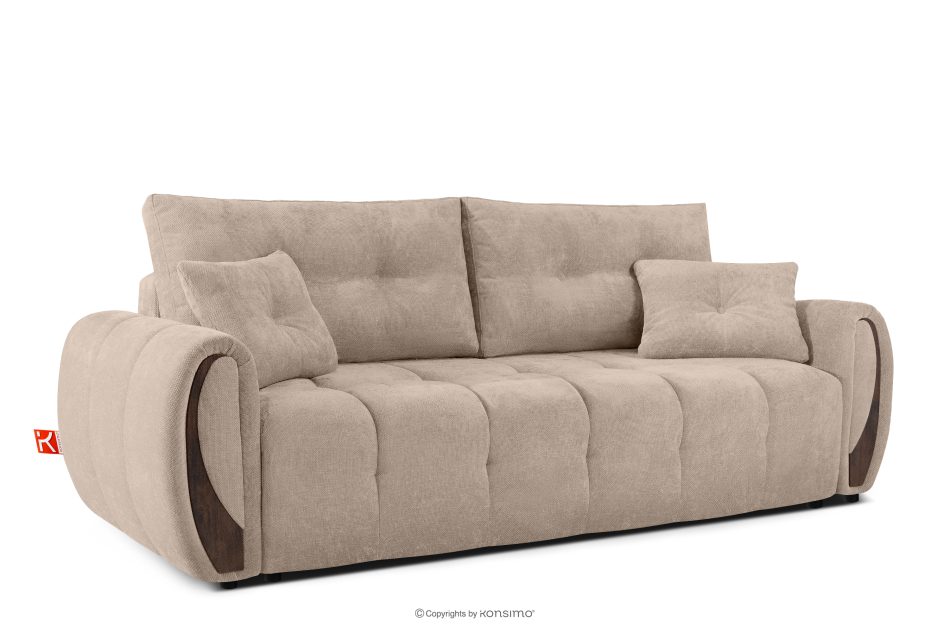 NILO Dreisitzer-Sofa mit Steppung aus Gewebestoff in Hellbeige hellbeige - Foto 2
