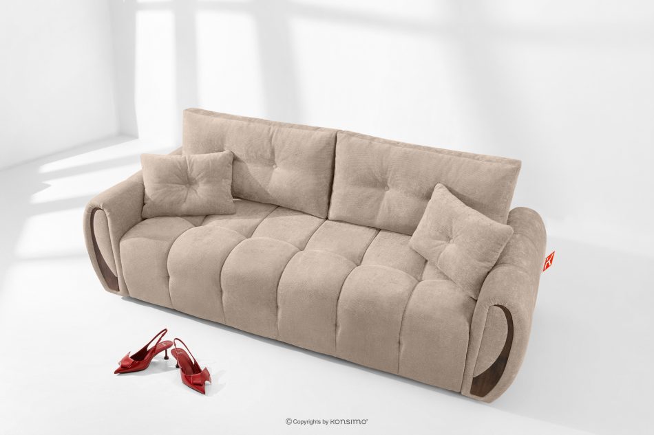 NILO Dreisitzer-Sofa mit Steppung aus Gewebestoff in Hellbeige hellbeige - Foto 1