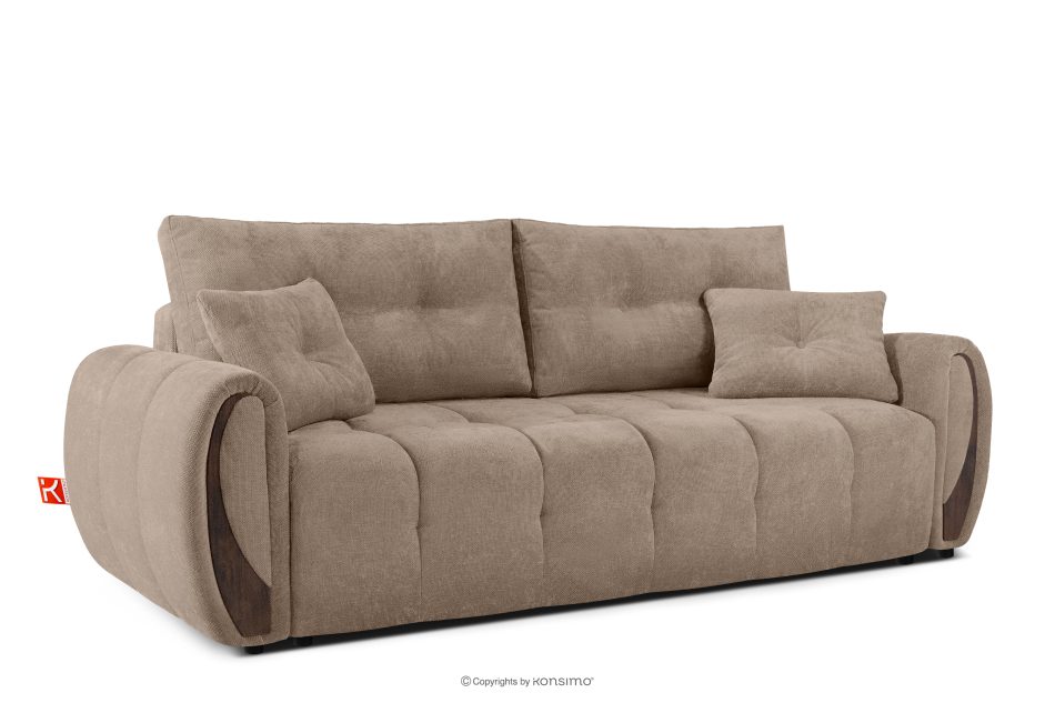 NILO Dreisitzer-Sofa mit Steppung aus Gewebestoff in Dunkelbeige dunkelbeige - Foto 2