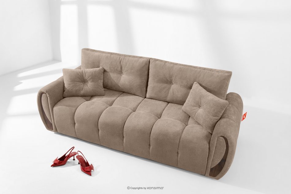 NILO Dreisitzer-Sofa mit Steppung aus Gewebestoff in Dunkelbeige dunkelbeige - Foto 1