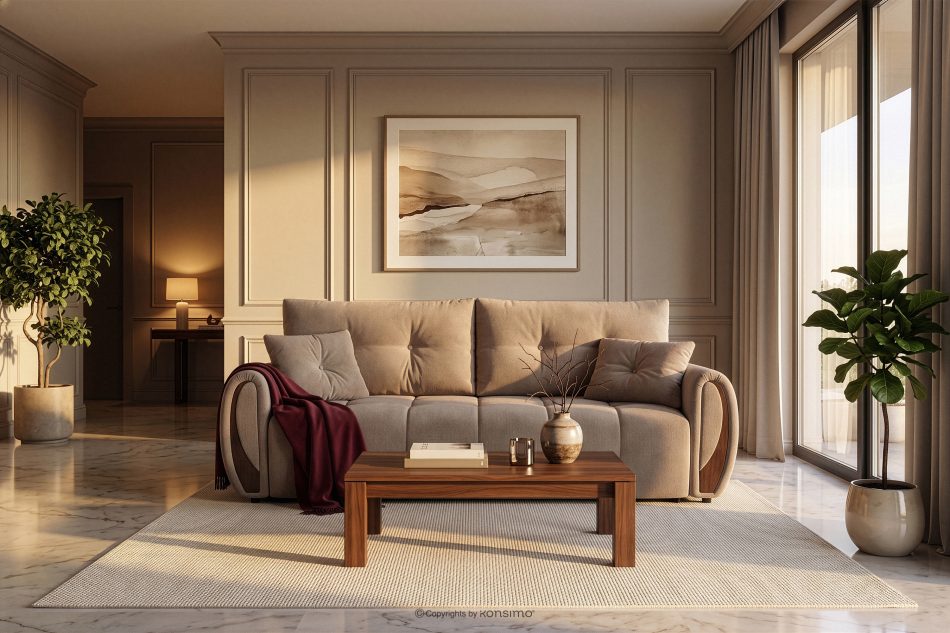 NILO Dreisitzer-Sofa mit Steppung aus Gewebestoff in Dunkelbeige dunkelbeige - Foto 17