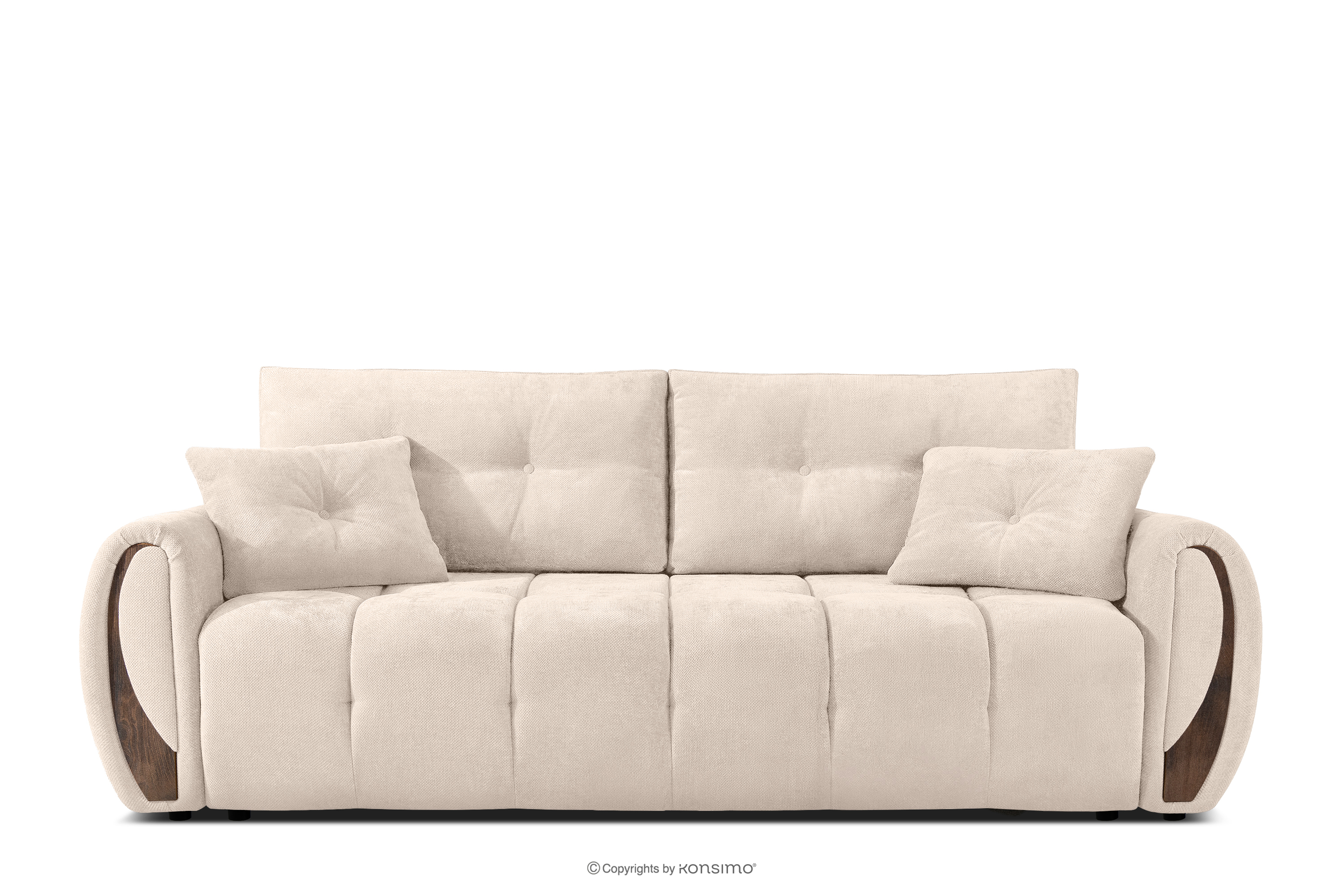 Dreisitzer-Sofa mit Steppung aus Gewebestoff in Ecru