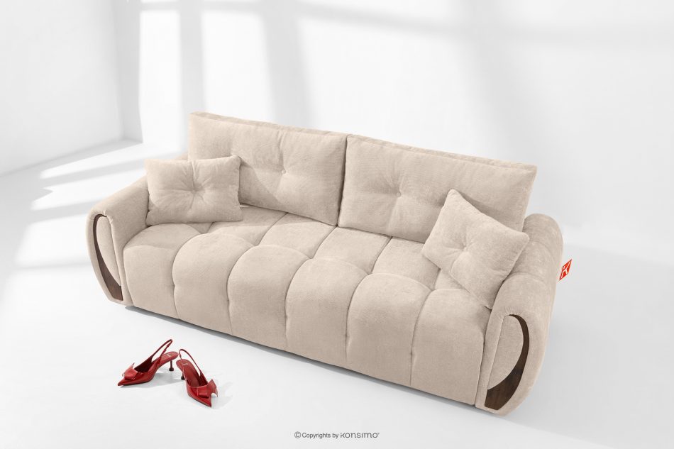 NILO Dreisitzer-Sofa mit Steppung aus Gewebestoff in Ecru ecru - Foto 1