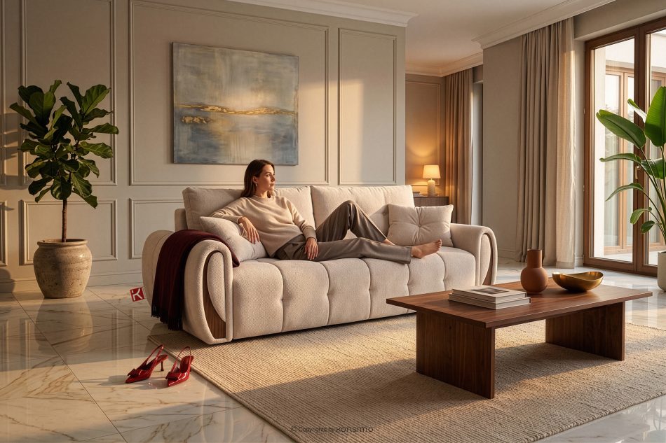 NILO Dreisitzer-Sofa mit Steppung aus Gewebestoff in Ecru ecru - Foto 18