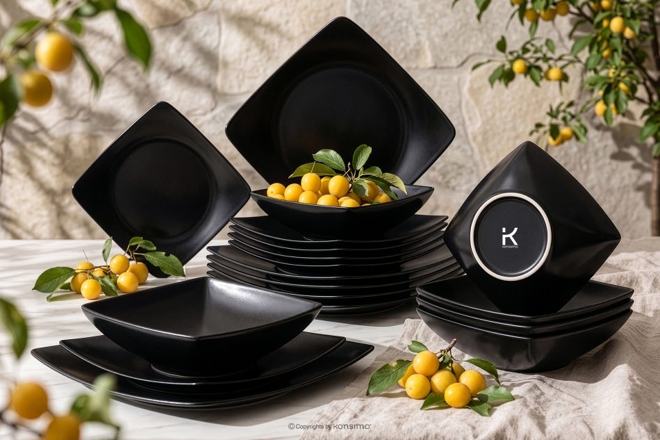 EPIRI Porzellan Tafelservice 6-Personen (18 tlg.) schwarz matt mattes schwarz - Foto 1