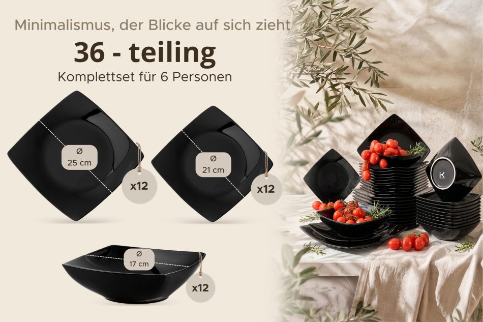 EPIRI Tafelservice 12-Personen (36tlg) schwarz schwarz - Foto 8