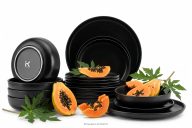 Modernes Tafelservice 6-Personen-Set (18 tlg.) Schwarz matt