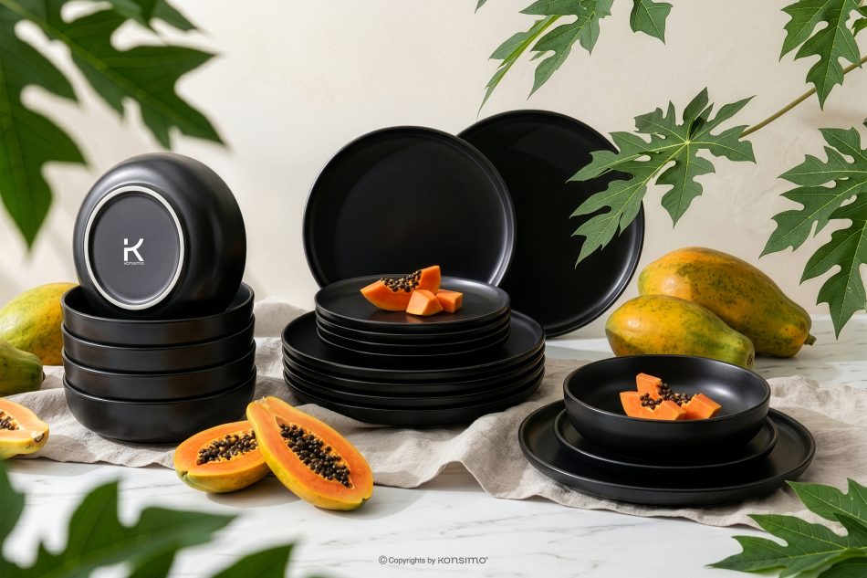 VICTO Modernes Tafelservice 6-Personen-Set (18 tlg.) Schwarz matt schwarz/matt - Foto 1