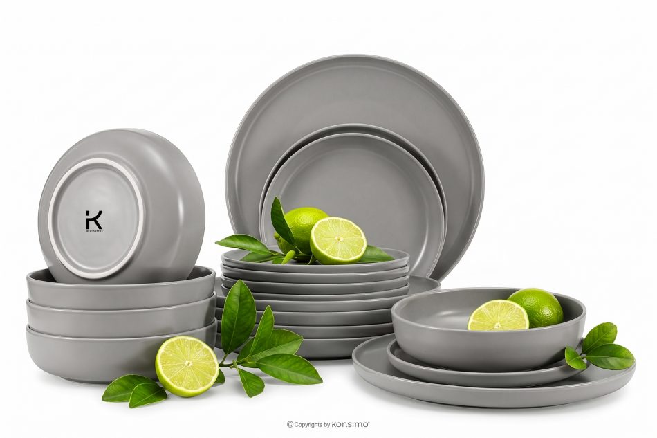VICTO Modernes Tafelservice 6-Personen-Set (18 tlg.) grau grau - Foto 0