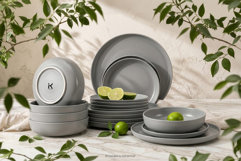 VICTO Modernes Tafelservice 6-Personen-Set (18 tlg.) grau grau - Foto 1