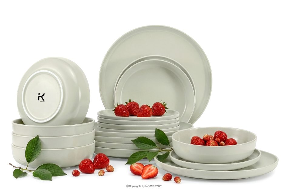 VICTO Modernes Tafelservice 6-Personen-Set  beige/grün/grau matt beige/grün/grau matt - Foto 0