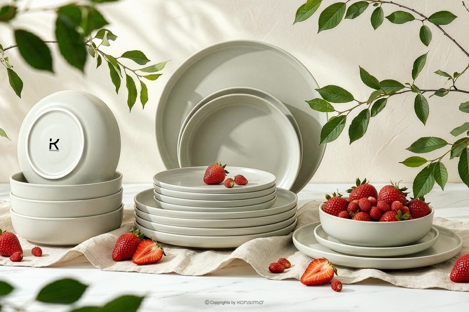 VICTO Modernes Tafelservice 6-Personen-Set  beige/grün/grau matt beige/grün/grau matt - Foto 1