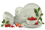 Tafelservice 6-Personen-Set (18 tlg.) beige/grün/grau matt