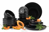 Modernes Tafelservice 6-Personen-Set 24-teilig Schwarz matt
