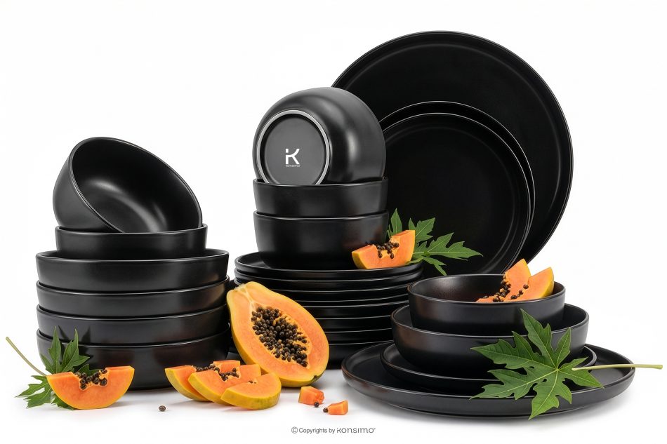 VICTO Modernes Tafelservice 6-Personen-Set 24-teilig Schwarz matt schwarz/matt - Foto 0