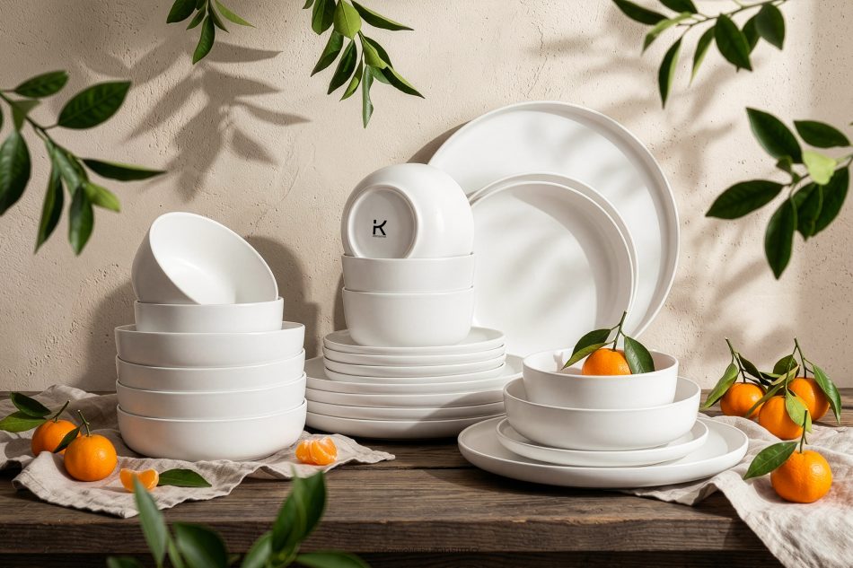 VICTO Modernes Tafelservice 6-Personen-Set 24-teilig weiß weiß - Foto 1