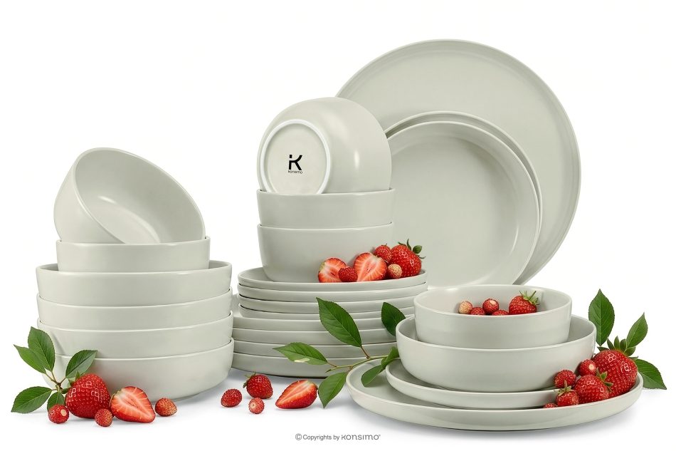 VICTO Modernes Tafelservice 6-Personen-Set 24-teilig beige/grün/grau matt beige/grün/grau matt - Foto 0