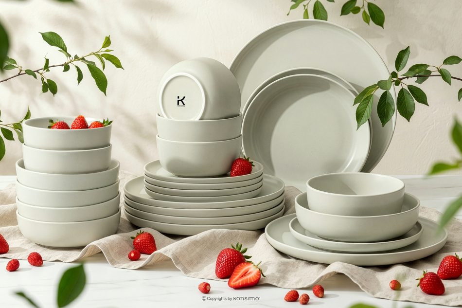 VICTO Modernes Tafelservice 6-Personen-Set 24-teilig beige/grün/grau matt beige/grün/grau matt - Foto 1