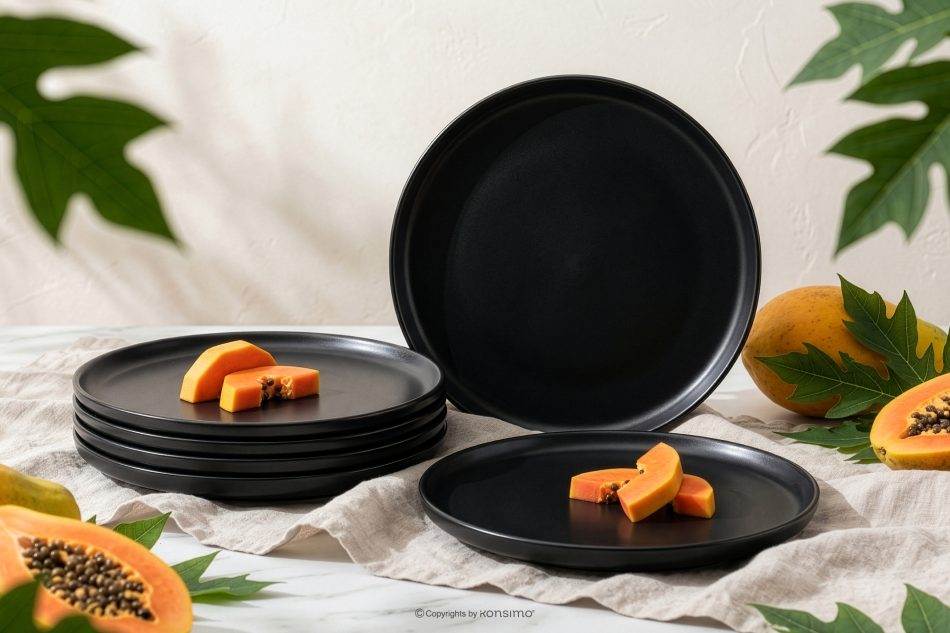 VICTO Speiseteller-Set für 6 Personen schwarz schwarz/matt - Foto 1