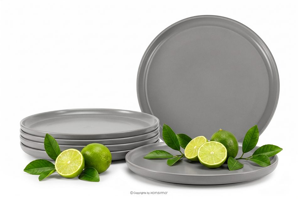 VICTO Speiseteller-Set für 6 Personen grau grau/matt - Foto 0