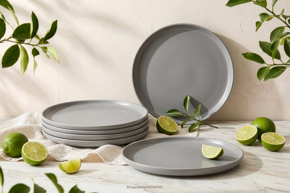 VICTO Speiseteller-Set für 6 Personen grau grau/matt - Foto 1