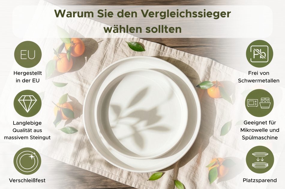 VICTO Speiseteller-Set für 6 Personen weiß weiß/matt - Foto 8