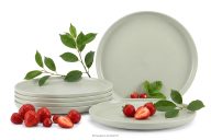 Speiseteller-Set für 6 Personen beige/grün/grau matt