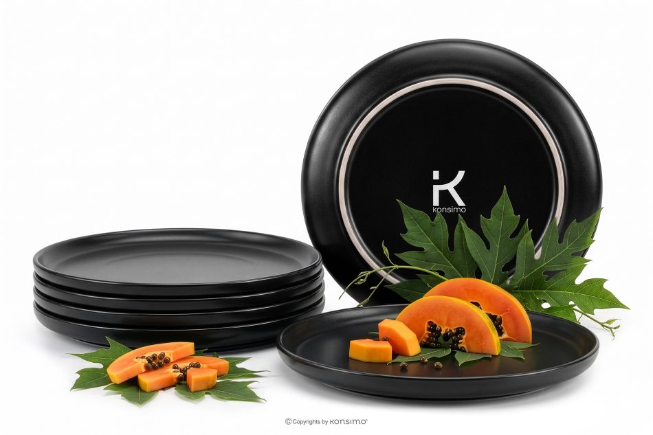 VICTO Dessertteller-Set für 6 Personen schwarz schwarz/matt - Foto 2