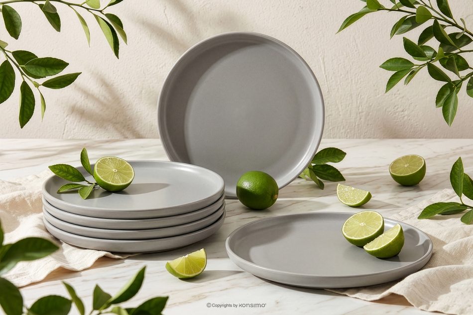 VICTO Dessertteller-Set für 6 Personen grau grau/matt - Foto 1